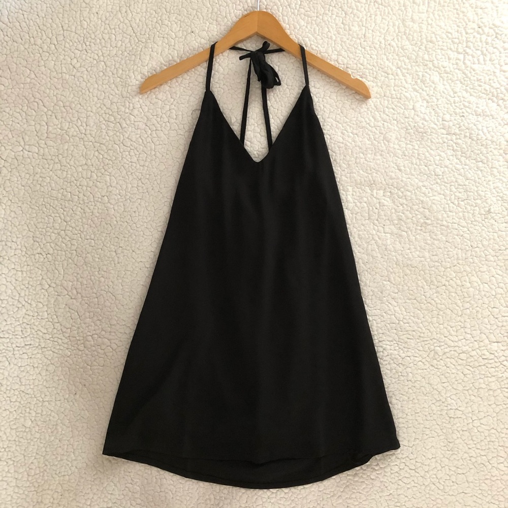 NWOT Princess Polly black tie back mini dress